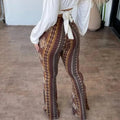 Women Bootcut Pants Retro Print Flared Hem Women's Yoga Pants with High Elastic Waist Slim Fit Stretchy for Long for Women - Lady T Fashions