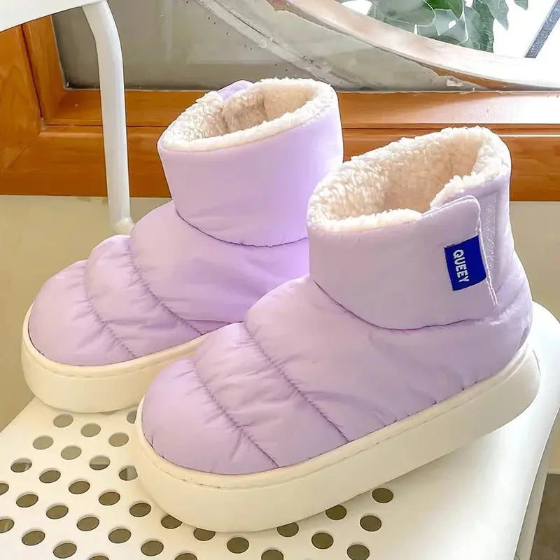 Couple Cotton Shoes Waterproof Snow Boots Plush Warm Winter Boots Comfort Home Slippers for Men Outdoor Platform Cotton Slippers Lady T Fashions