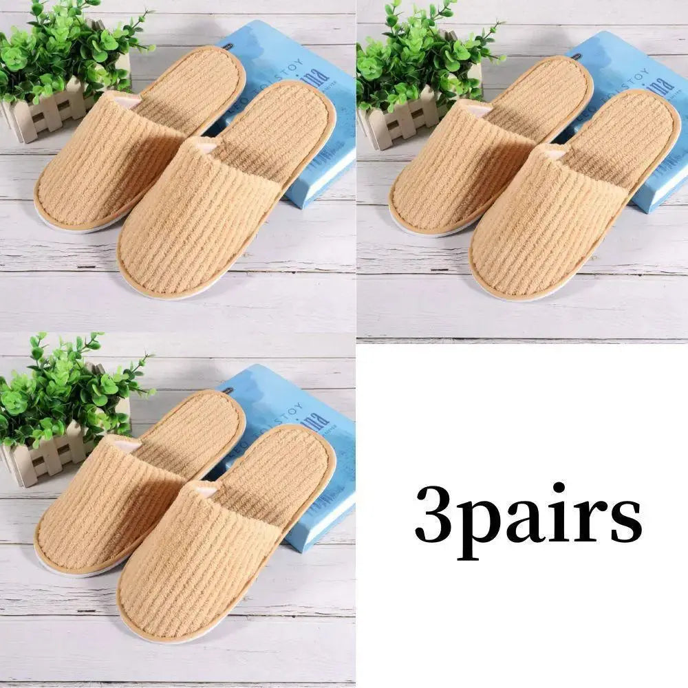 3/1 Pairs/Set Non-slip Travel Hotel Slippers Winter Warm Home Indoor Guest Slippers High Quality Disposable Closed Toe Slippers Lady T Fashions