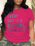 Women Plus Size Clothing Summer Round Neck Short Sleeve Printed Letter Casual BLESSING Plus Size T-Shirts Y2k Top - Lady T Fashions