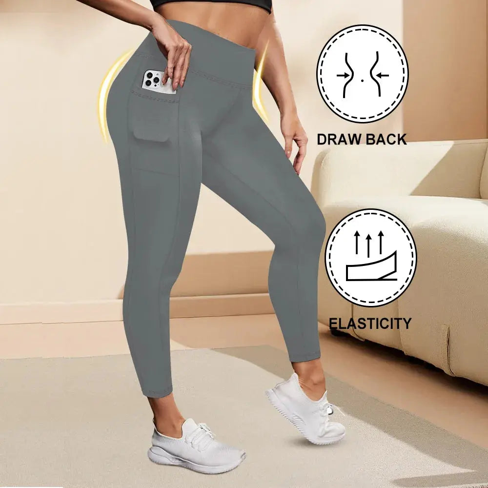 Women's High-Waisted Yoga Pants Plus Size Butt-Lifting Workout Leggings with Pockets Elastic Activewear for Gym & Running - Lady T Fashions