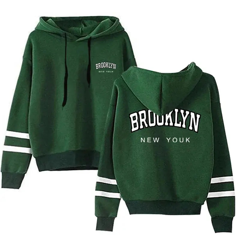 Women's Hooded Sweatshirts New Arrival Brooklyn Printed Long Sleeved Pullover Girls Autumn Winter Daily Casual Sports Hoodies - Lady T Fashions