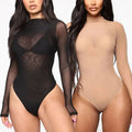 Fashion Ladies Sheer Transparent Bodysuit For Women Summer Solid Color Long Sleeve Jumpsuits Bodysuits Female Clothing - Lady T Fashions