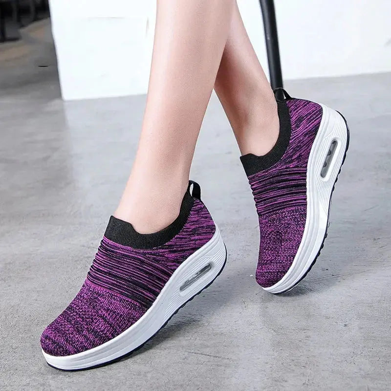 Sneakers Women Fashion Wedge Platform Female New Casual Sport Shoes Ladies Air Cushion Running Mesh Breathable Shoes Wholesale Lady T Fashions