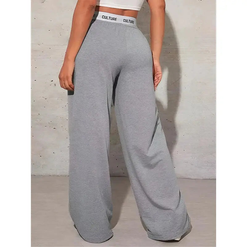 Women's Fashion Pants High Waist Webbing Loose Women's Wide Leg Pants Solid Colour Casual Female Pants Autumn Daily Wear - Lady T Fashions