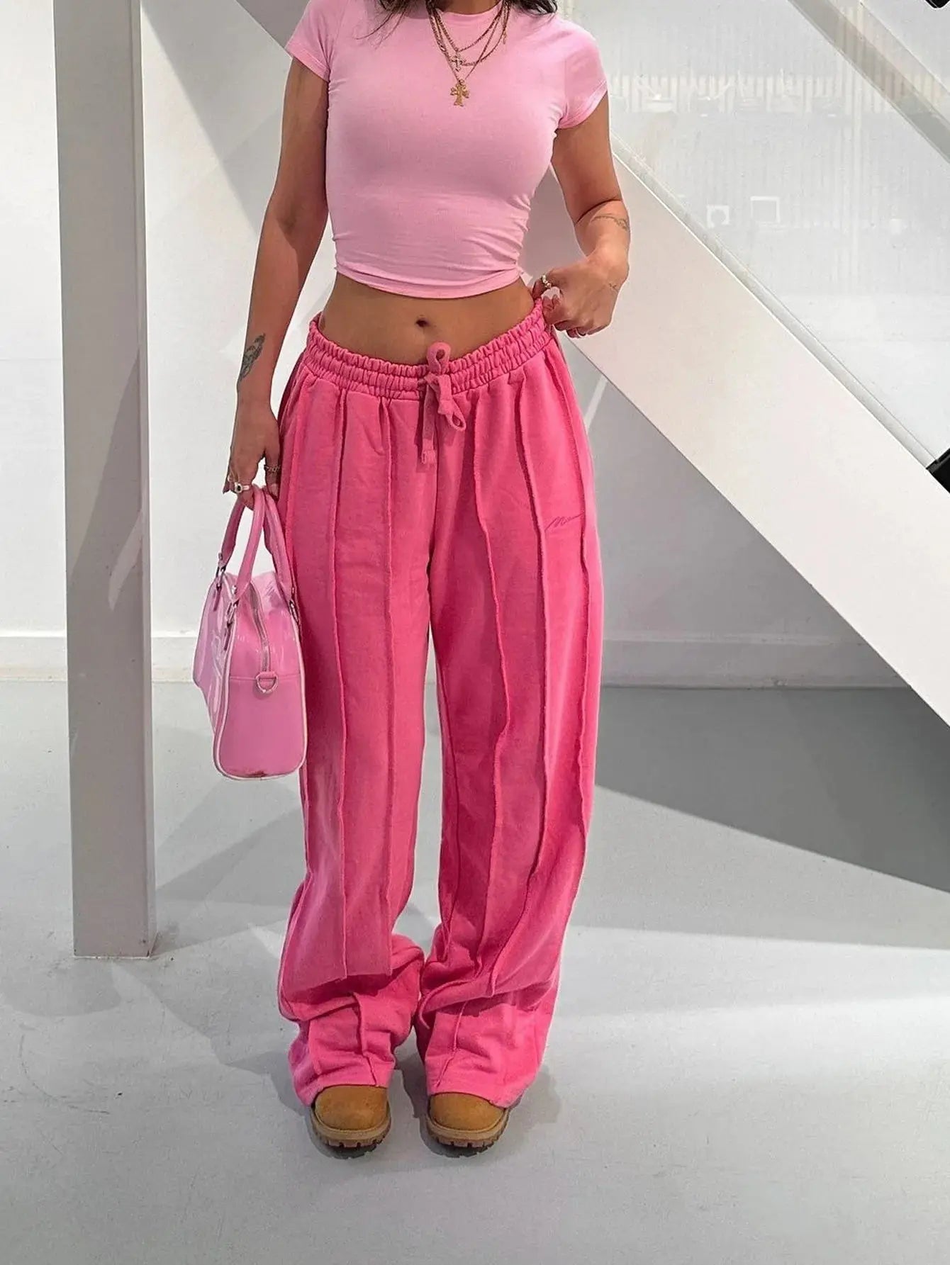 Women Pants Mid Waist Drawstring Trousers Wide Leg Pant Office Lady Elegant Loose Slight Strech Capris Summer Y2k Streetwear Lady T Fashions