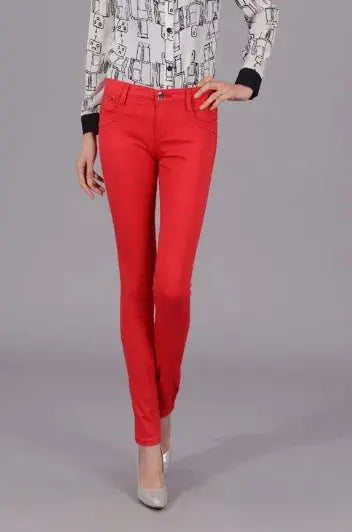Women Dress Pants Tapered Leg  Colored Stretch Slim Jeans Skinny Trousers  Pockets  for Daily ouc073 - Lady T Fashions