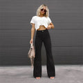 Women Pants Elegant Corduroy Autumn Winter Fashion Slim Casual Female New Solid Mid-waist Street Long Flare Clothing Lugentolo - Lady T Fashions