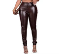 CM.YAYA Fall Winter Faux PU Leather Women Pencil Pants Skinny Bodycon High Waist Zipper Fly Trouser - Lady T Fashions