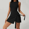 Tennis Dress for Women with Built in Shorts Womens Athletic Dresses Sleeveless Boat Neck Active Workout Skort Dress - Lady T Fashions