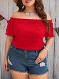 Plus Size Summer Women Elegant Off The Shoulder Dress Casual Fashion Solid Tops Office Lady Loose Curve Clothing - Lady T Fashions