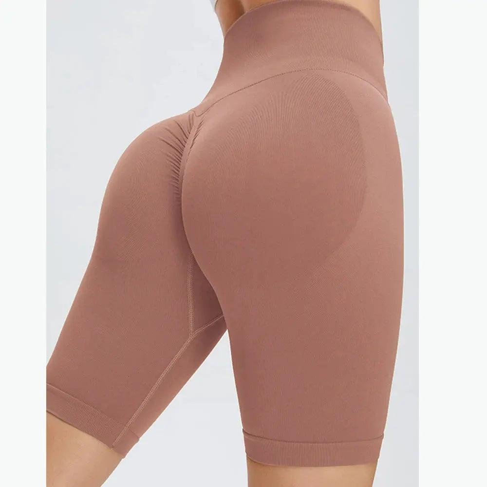 Seamless Fitness Shorts Women Women Sports High Waist Shorts Fitness Casual Workout Running Peach Hip Shorts - Lady T Fashions