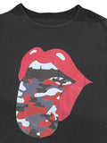 LW Plus Size Two pieces sets casual women's clothing  short sleeve Camo Lip Print Round neck T-shirt + skinny Pants Set - Lady T Fashions