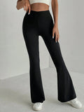 Women's Plain High Waist Flare Leg Pants, Casual Comfy Bell Bottom Trousers for Daily wear, Ladies Tight Flared Pants Lady T Fashions