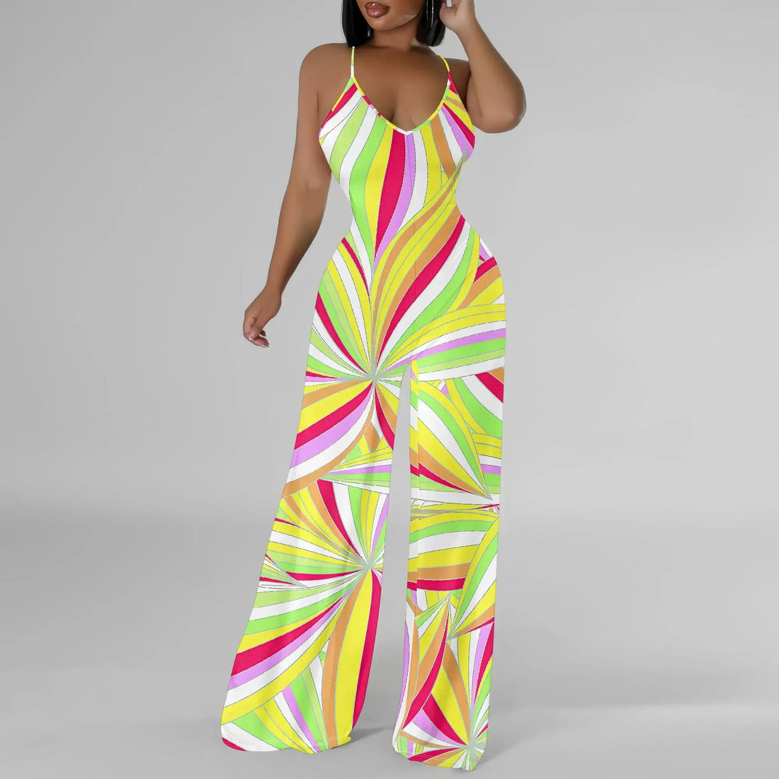 Women's Off Shoulder Sexy Crew Neck Loose Long Dress Fashion Printed Hem Club Party Casual Vacation Long Pants Jumpsuit - Lady T Fashions