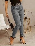 Pant Women Long Pants Slim Low Waist Solid Casual Regular Straight Trousers Y2k Streetwear Button Pocket 2025 Capris Tracksuit Lady T Fashions