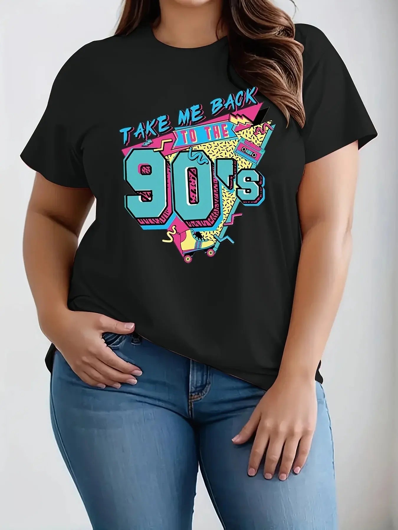 2025 Plus Size Women's Summer T-Shirt Cotton Comfortable And Breathable The Post-90s  Print Trendy Women's Outfit - Lady T Fashions