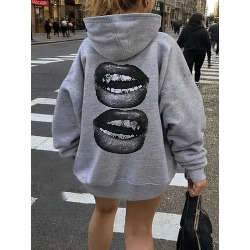 Women clothing hoodies Sexy lips print new in hoodies & sweatshirts cheap clothes out door women clothes pullover street style - Lady T Fashions
