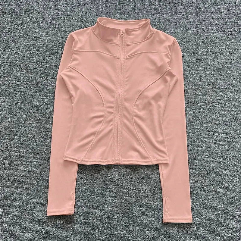 Women Sport Jacket Long Sleeve Shirt Workout Coat Gym Training Clothing Yoga Sportswear - Lady T Fashions