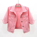Women Denim Jacket Spring Autumn Short Coat Pink Jean Jackets Casual Tops Purple Yellow Purple Blue Loose Tops Lady Outerwear - Lady T Fashions