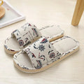 House Linen Slippers Women Floral Autumn Cute Home Indoor Non Slip Funny Sandals Cartoon Kawaii Cat Shoes Flat Flax Striped Lady T Fashions