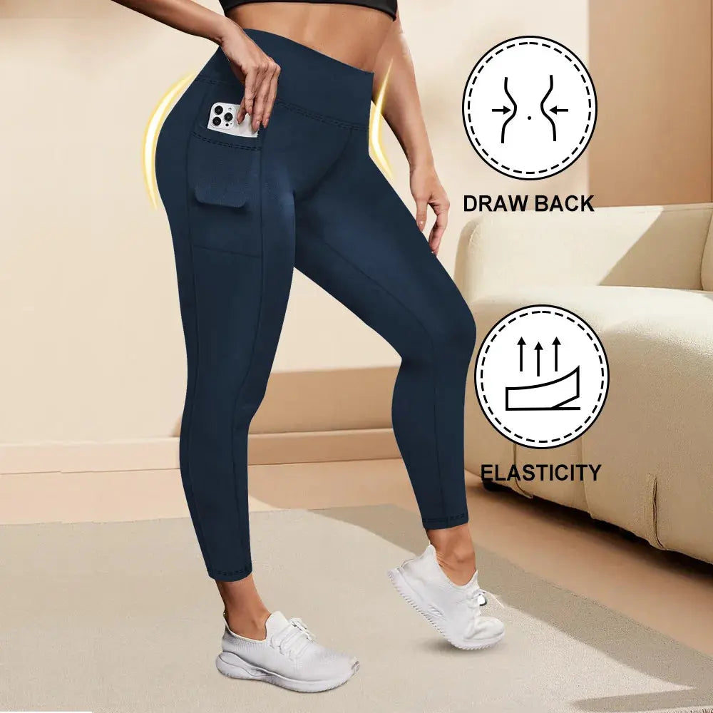 Women's High-Waisted Yoga Pants Plus Size Butt-Lifting Workout Leggings with Pockets Elastic Activewear for Gym & Running - Lady T Fashions