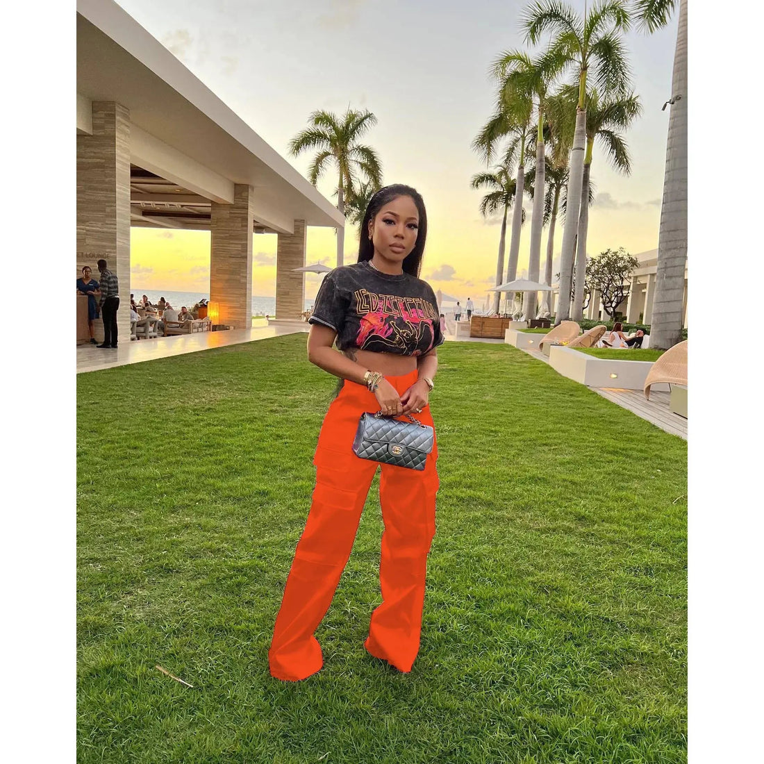 Women Pants  Spring Summer Casual Satin Stretch High Waist Cargo Pants With Pocket Streetwear Solid Wide Leg Pants Flare Trouser - Lady T Fashions