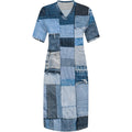 Patchwork Denim Print Casual Plus Size Maxi Dress - Lady T Fashions