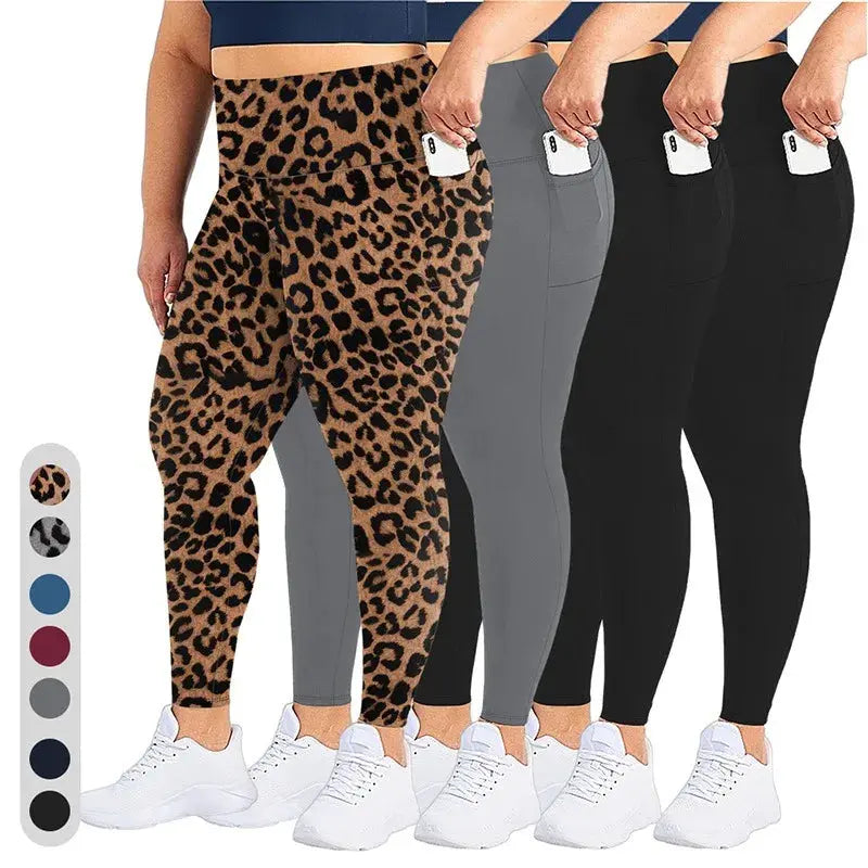 Women's High-Waisted Yoga Pants Plus Size Butt-Lifting Workout Leggings with Pockets Elastic Activewear for Gym & Running - Lady T Fashions