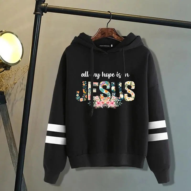 Women/Mens Hoodies All My Hope Is In Jesus Print Hoodies Sweatshirt Winter Casual Streetwear Clothes Plus Size Tops - Lady T Fashions