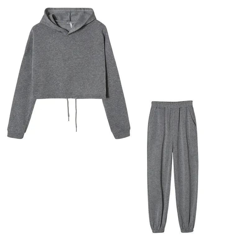 Fashion Trend Women's Wear, Long-sleeved Sports Casual Suit Waist Two-piece Set - Lady T Fashions