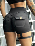 Sexy Shorts Women Sport With Pocket Buttocks Fitness Summer High Waist Tights Leggings Push Up Female Shorts Gym Clothing Pants - Lady T Fashions