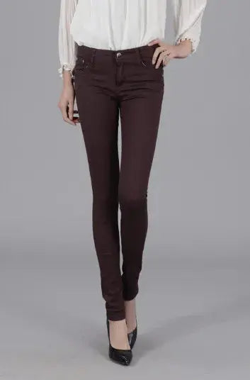 Women Dress Pants Tapered Leg  Colored Stretch Slim Jeans Skinny Trousers  Pockets  for Daily ouc073 - Lady T Fashions