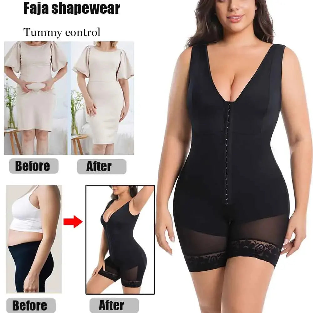 Women Full Body Shapewear Bodysuit for Abdomen Control High Compression Reducing and shaper girdles Zipper Crotch Shapewear Faja - Lady T Fashions