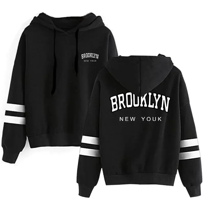 Women's Hooded Sweatshirts New Arrival Brooklyn Printed Long Sleeved Pullover Girls Autumn Winter Daily Casual Sports Hoodies - Lady T Fashions
