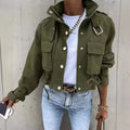 Jackets Women Coats Stand Collar Coat Zipper Print Y2k Tops Streetwear Casual Outerwear Single Breasted Spring Work Jacket - Lady T Fashions