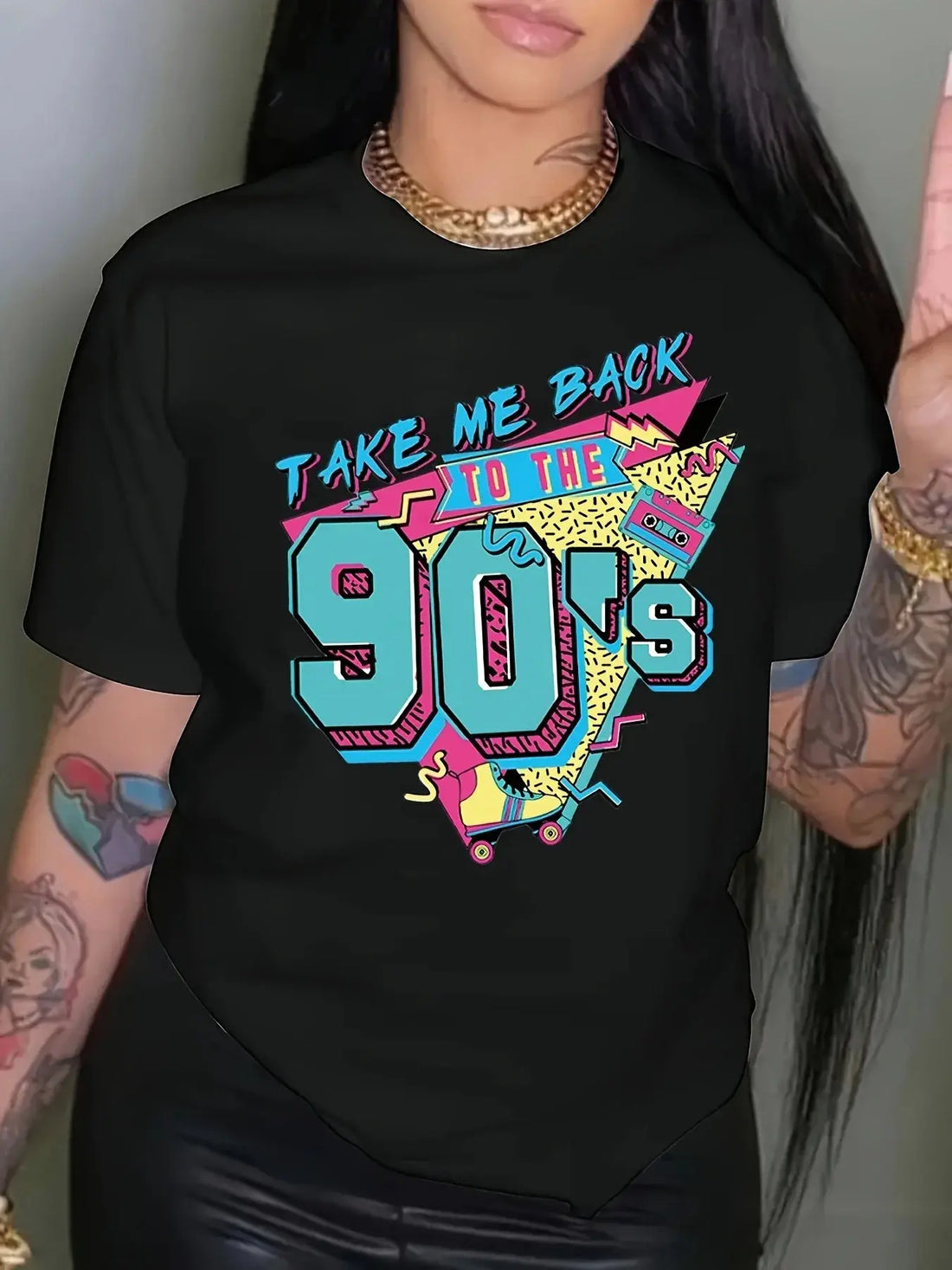 2025 Plus Size Women's Summer T-Shirt Cotton Comfortable And Breathable The Post-90s  Print Trendy Women's Outfit - Lady T Fashions