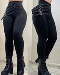 New Fashion Elegant Women's High Waist Buckled Skinny Pants Casual Trouser Bottom Female Clothing Outfits for Women - Lady T Fashions