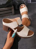 Women Summer Lightweight Hollow Sandals High Heels New Dress Chunky Open Toe Slippers Female 2024 Casual Slingback Slides Shoes Lady T Fashions