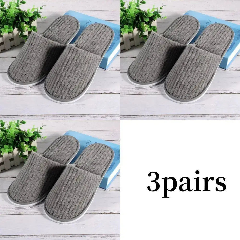 3/1 Pairs/Set Non-slip Travel Hotel Slippers Winter Warm Home Indoor Guest Slippers High Quality Disposable Closed Toe Slippers Lady T Fashions