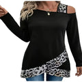 Plus Size Women's Fashion 1XL-5XL Women's Fashion Off Shoulder Color Blocked Long Sleeved T-shir Ladies Casual Long Sleeves Blouse Shirt Top - Lady T Fashions