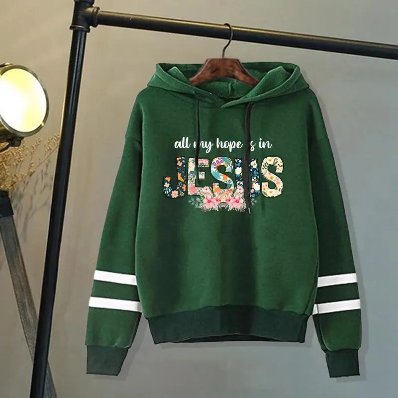 Women/Mens Hoodies All My Hope Is In Jesus Print Hoodies Sweatshirt Winter Casual Streetwear Clothes Plus Size Tops - Lady T Fashions