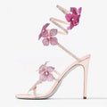 Eilyken Street Style CRYSTAL Flower Thin Heels Women Sandals Sexy Narrow Band Ankle Strap Ladies Shoes Zapatos De Mujer - Lady T Fashions