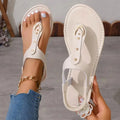 Thong Sandals for Women 2025 Summer Simple Fashionable Flats Elastic Band Outdoor Beach Shoes Casual Ladies Rome Sandals Lady T Fashions