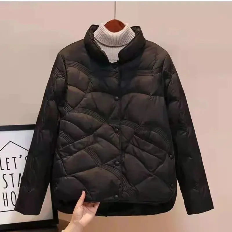 Women Jacket 2025 New Autumn Winter Parkas Female Light Thin Down Cotton Coat Femme Casual Short Warm Basic Outerwear Ladies Top - Lady T Fashions