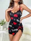 Women Sleepwear Nightgown Sexy Lingerie Love Printed Halter Backless Mini Dress Casual Pajamas Sleepshirts Nighties - Lady T Fashions