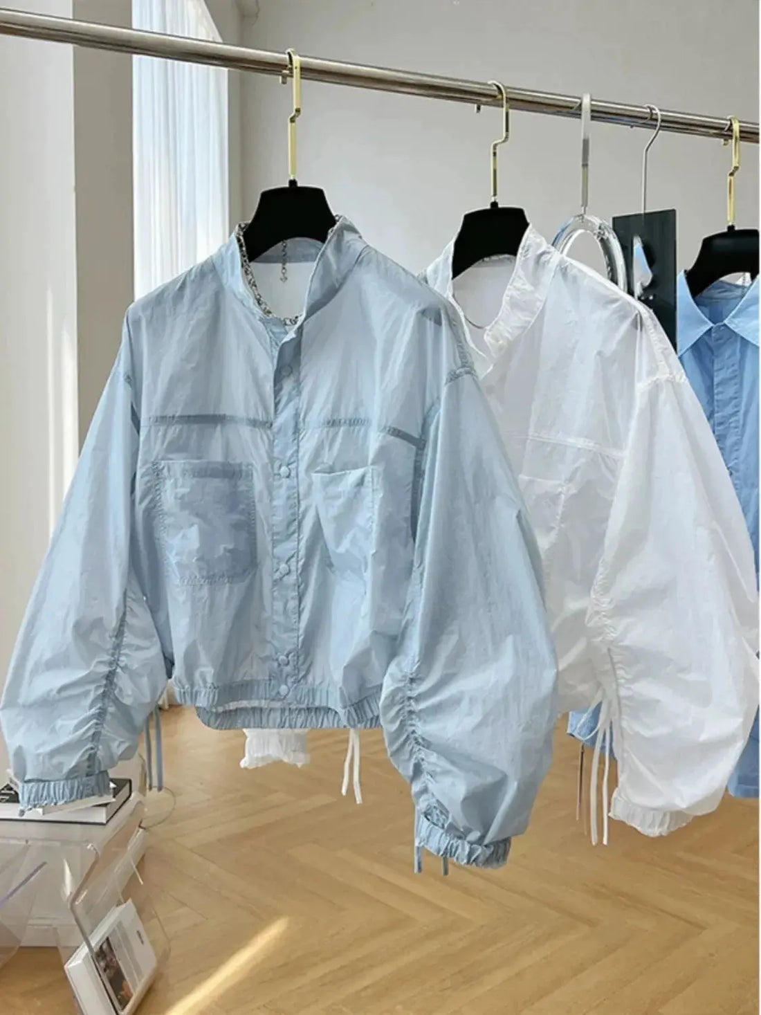 Women's Jacket Top Spring Autumn Thin Sun Protection Loose Baseball Coat Stand Collar Design Trench Coat Top New Windbreaker - Lady T Fashions