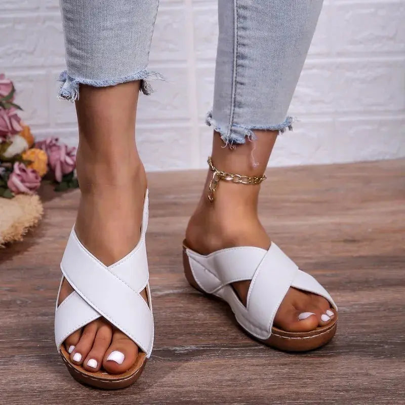 New Shoes Sandals Women Summer Retro Women Shoe Slides Walking Shoes Wedge Ladies Shoes Casual Footwear Women Slippers Female Lady T Fashions