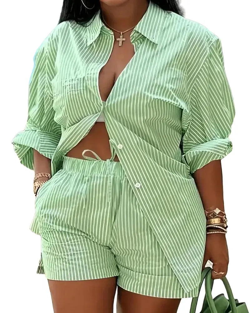 Clothes for Women Fashion Women Long Sleeve Printing Two Piece Sets Womens Outifits Top Short Matching Sets S-3XL Women Clothing - Lady T Fashions