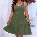Oversized O-Neck Sleeveless Loose Beach Dress Women Boho Solid Color Plus Size Summer Elegant Sundress Casual Office Vestidos - Lady T Fashions